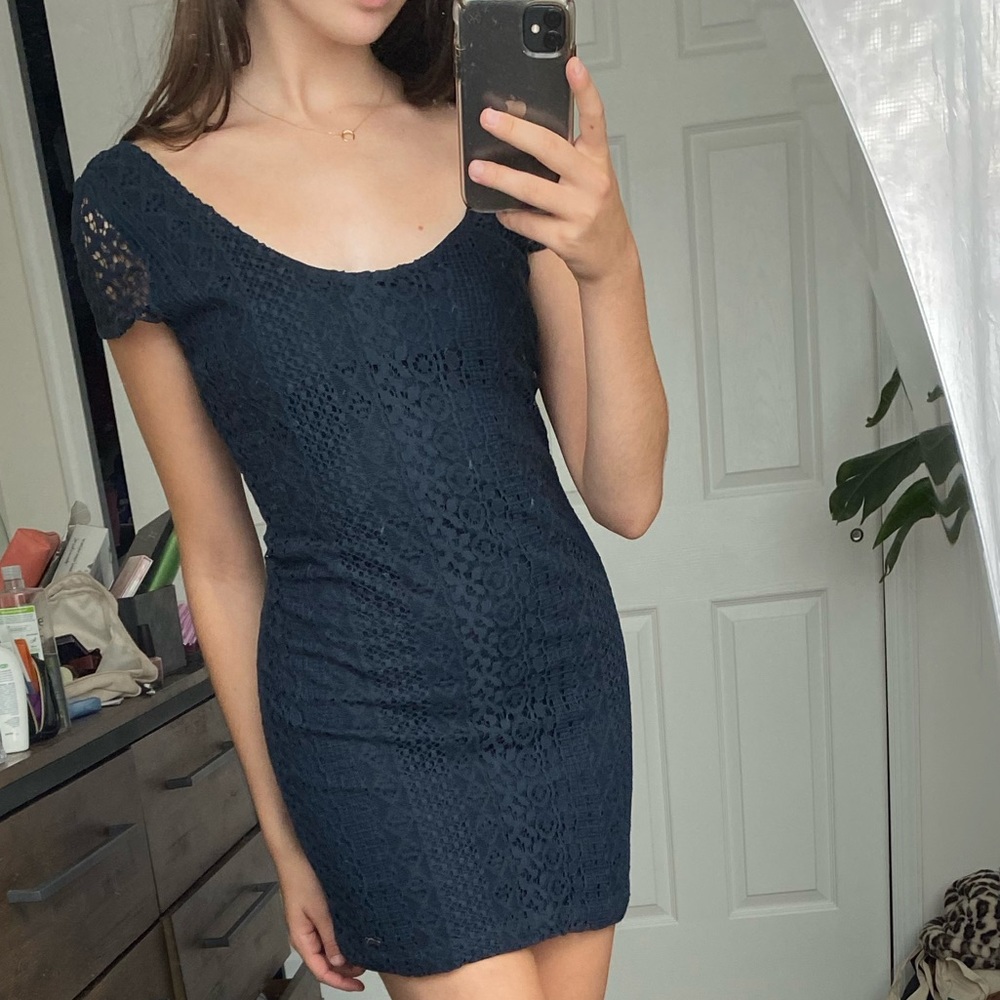 Hollister Navy Blue Lace Minidress